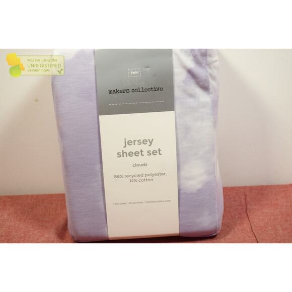 Makers Collective Teen Twin Cloud Jersey Sheet Set Light Purple* - Picture 2 of 4